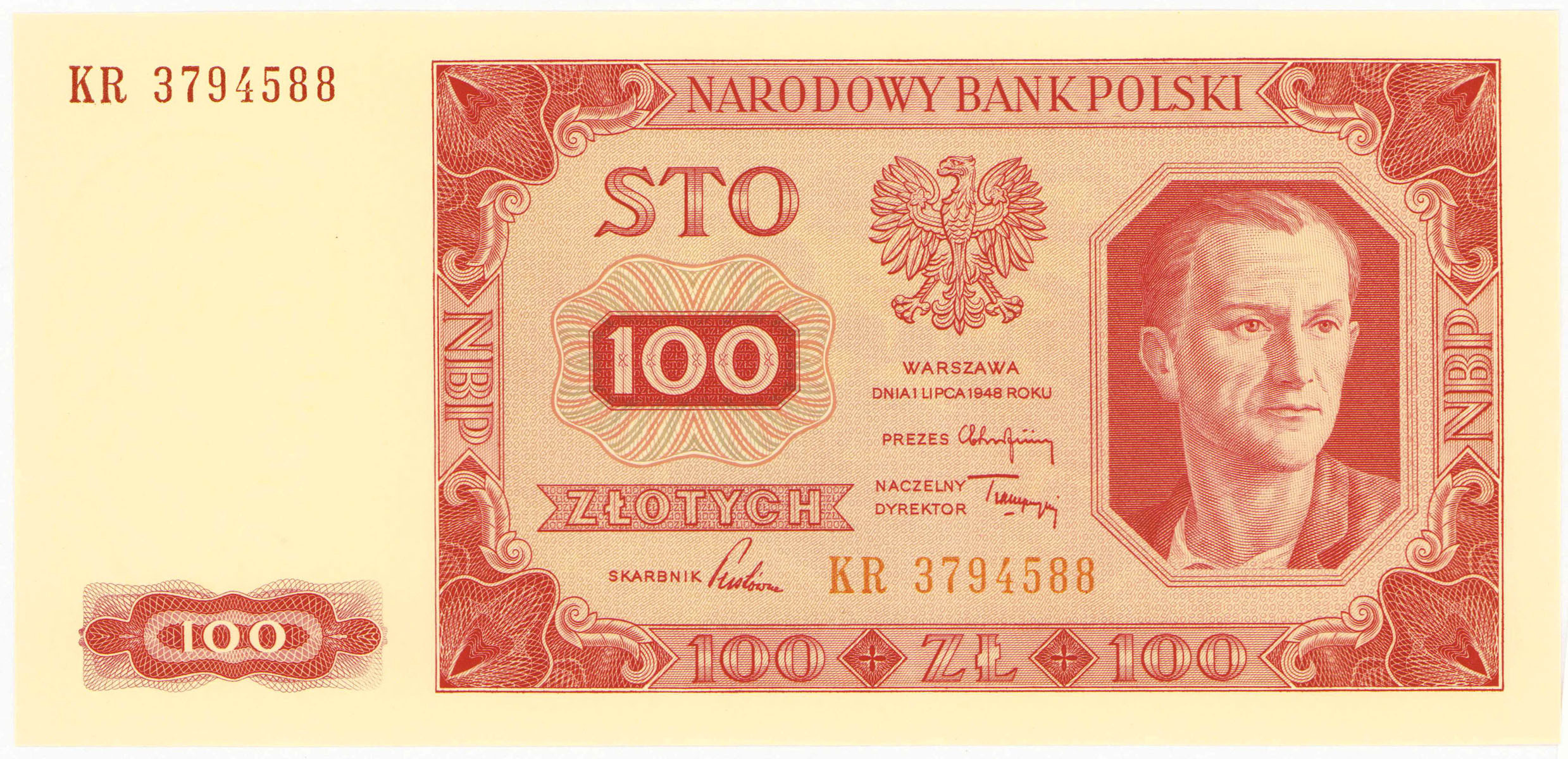 100 złotych 1948 seria KR